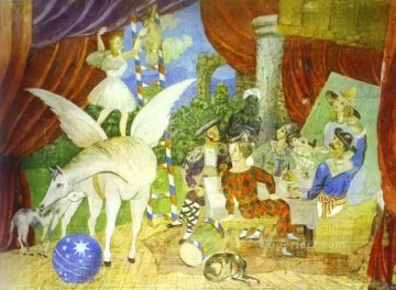 Boceto del decorado para el desfile cubistas de 1917. Pinturas al óleo